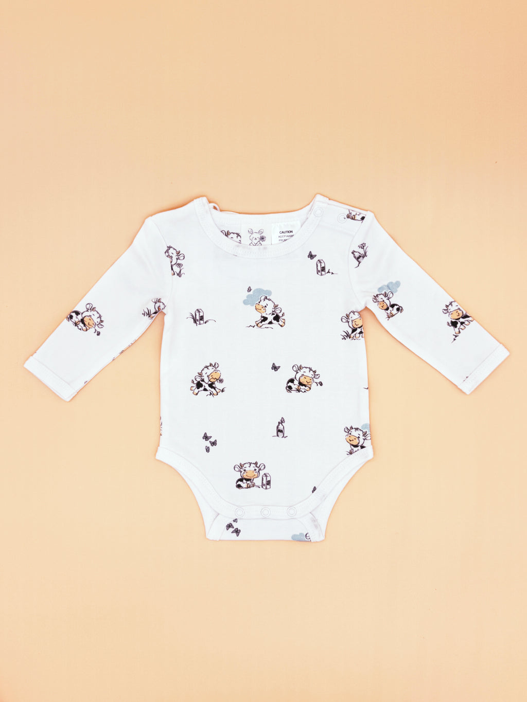 Baby Bodysuit - Clementine Cow (Long Sleeves)