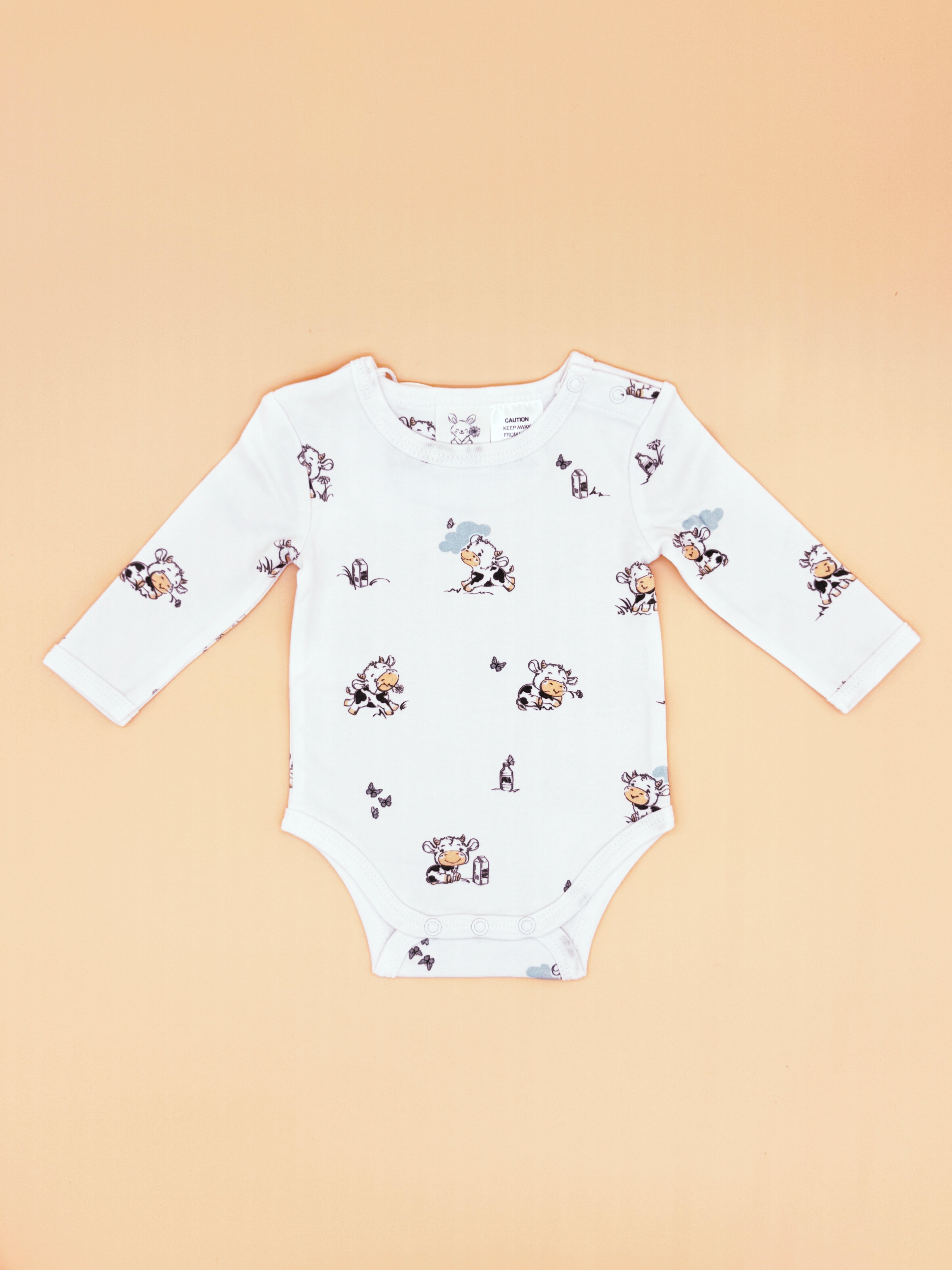 Baby Bodysuit - Clementine Cow (Long Sleeves)